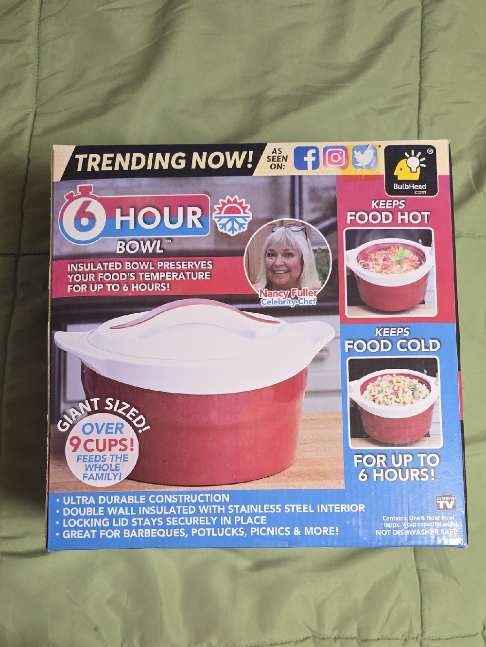 6 Hour Bowl Insulated Food Container - Red & White